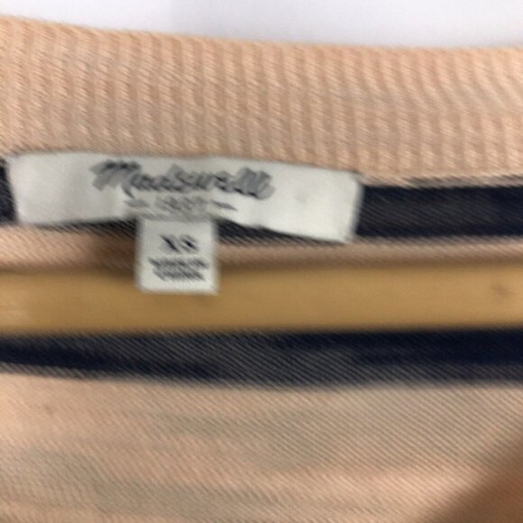 Madewell Burnout Stripe Lightweight Sweater Teal and Peach XS V Neck - Picture 7 of 7